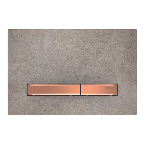 Geberit Sigma50 bedieningplaat, 2-toets spoeling frontbediening voor toilet 24.6x16.4cm rood goud / betonlook SW420836