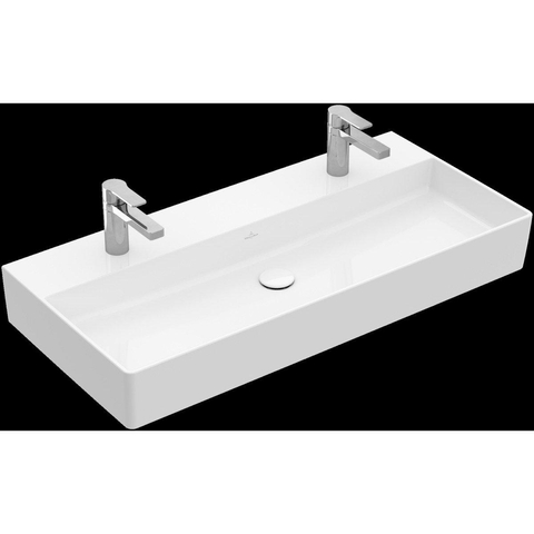 Villeroy & Boch memento 2.0 wastafel onderzijde - geslepen - 100x47cm - zonder overloop - 2 kraangaten CeramicPlus - White Alpine (glans wit) SW358449
