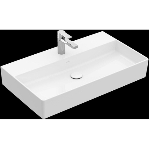 Villeroy & Boch memento 2.0 wastafel onderzijde - geslepen - 80x47cm - zonder overloop - 1 kraangat CeramicPlus - White Alpine (glans wit) SW358455
