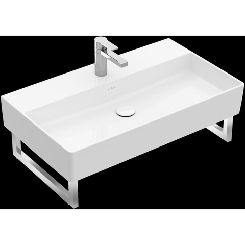 Villeroy & Boch memento 2.0 wastafel - voor handdoekhouders - 80x47cm - zonder overloop - 1 kraangat CeramicPlus - White Alpine (glans wit) SW358450
