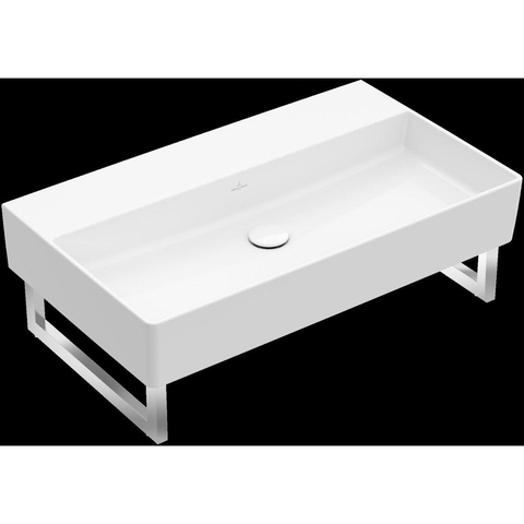 Villeroy & Boch memento 2.0 wastafel - voor handdoekhouders - 80x47cm - zonder overloop - zonder kraangat - White Alpine (glans wit) SW358415