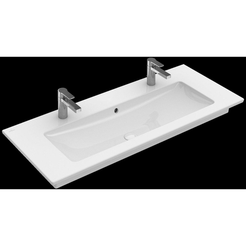 Villeroy & Boch venticello meubelwastafel - met 2 kraangaten - 120x50cm - met overloop CeramicPlus - Stone White (mat wit) SW209622