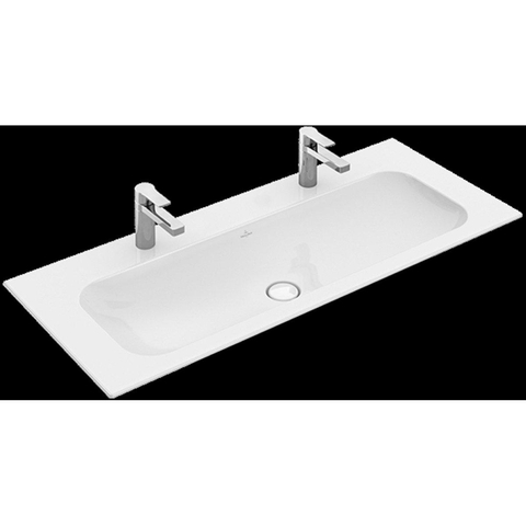 Villeroy & Boch finion meubelwastafel - met 2 kraangaten - 120x50cm CeramicPlus - zonder overloop - Stone White (mat wit) SW209578