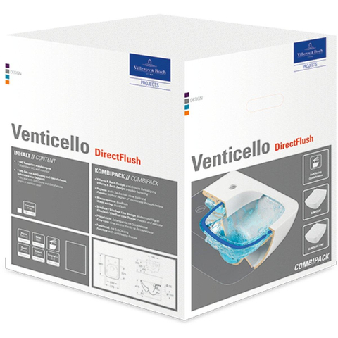 Villeroy & Boch venticello wandcloset - 56x37.5cm - zonder spoelrand - diepspoel - met softclose & - quickrelease zitting CeramicPlus - White Alpine (glans wit) SW119789