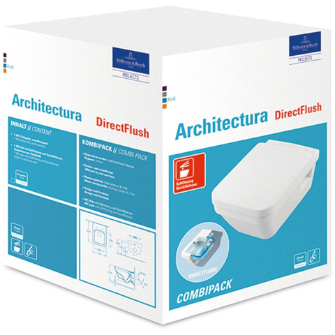 Villeroy & Boch Architectura Omnia Architectura combipack - met wandcloset - diepspoel hoekig DirectFlush - met zitting - met softclose en quick release CeramicPlus - White Alpine (glans wit) 1025181