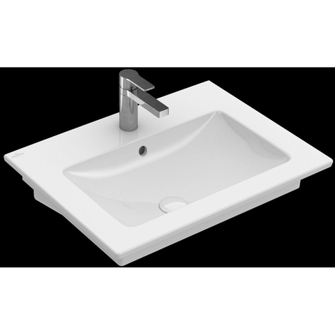 Villeroy & Boch venticello wastafel - met 1 kraangat - 65x50cm (geschikt - voor 3 kraangaten) - met overloop CeramicPlus - White Alpine (glans wit) 1025145
