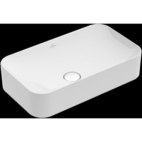 Villeroy & Boch finion opzetwastafel - zonder kraangat - 60x35cm CeramicPlus - zonder overloop - Stone White (mat wit) SW209544