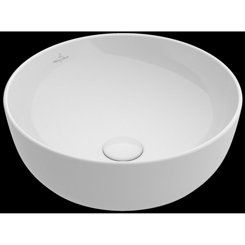 Villeroy & Boch Artis lavabo à poser - rond Ø43x12.5cm - Ceramic+ sans trou de robinetterie sans trop-plein stone white SW209528
