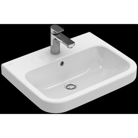 Villeroy & Boch Architectura wastafel onderzijde - geslepen - 60x47cm - met kraangat - met overloop - White Alpine (glans wit) 1025266