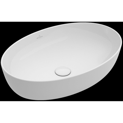 Villeroy & Boch Artis opzetwastafel ovaal - 61x41x12.5cm CeramicPlus - zonder kraangat - zonder overloop - Stone White (mat wit) SW209529