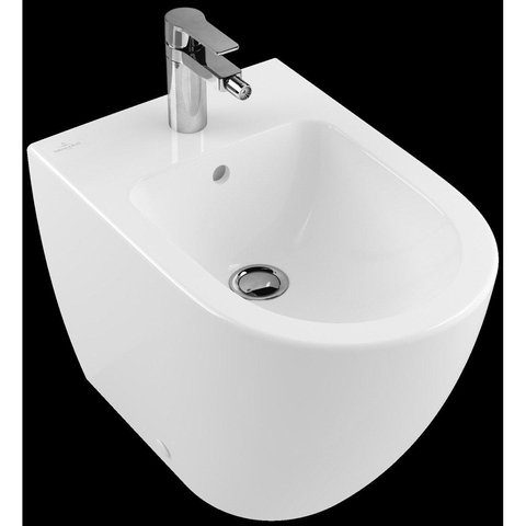 Villeroy & Boch Subway 2.0 staand bidet - 37x56cm - 3 kraangaten middelste open - met overloop - White Alpine (glans wit) 1025182