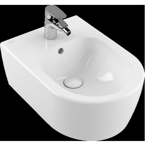 Villeroy & Boch Avento wandbidet - 1 kraangat - met overloop - met verdekte bevestiging - White Alpine (glans wit) SW106448