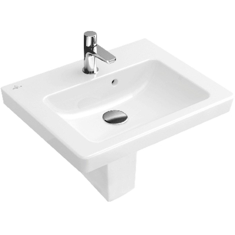 Villeroy & Boch Subway 2.0 fontein - 50x40cm - 1 kraangat - met overloop CeramicPlus - White Alpine (glans wit) 1024200