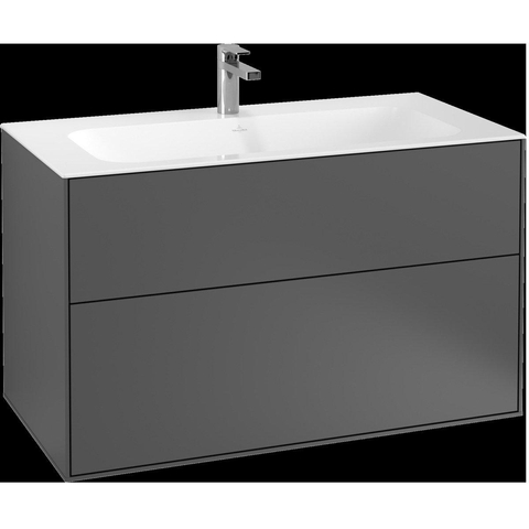 Villeroy & Boch finion wastafelonderbouwkast - met 2 laden - 99.6x59.1x49.8cm - voor meubelwastafel - 4164 - Walnut Veneer (mat hout) SW106678