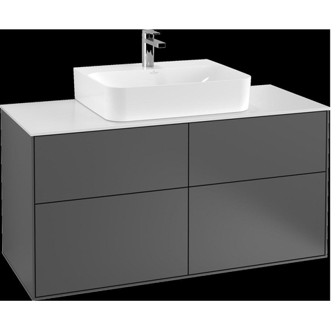 Villeroy & Boch finion wastafelonderkast - 120x60.3cm - 4 lades - mat zwart SW479604