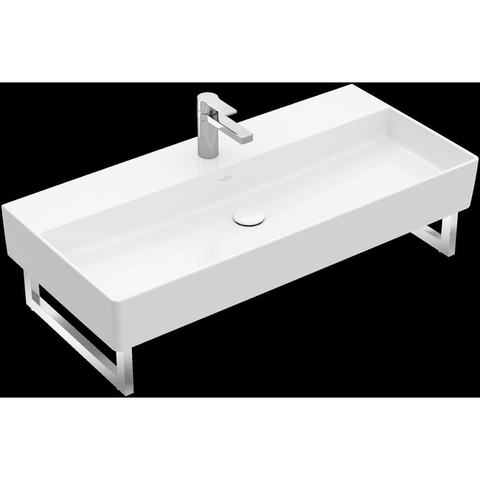 Villeroy & Boch memento 2.0 wastafel - voor handdoekhouders - 100x47cm - zonder overloop - 1 kraangat CeramicPlus - White Alpine (glans wit) SW358460
