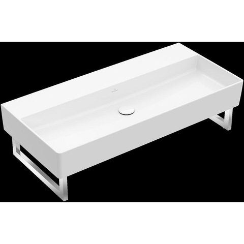 Villeroy & Boch memento 2.0 wastafel - voor handdoekhouders - 100x47cm - zonder overloop - zonder kraangat CeramicPlus - Stone White (mat wit) SW336047