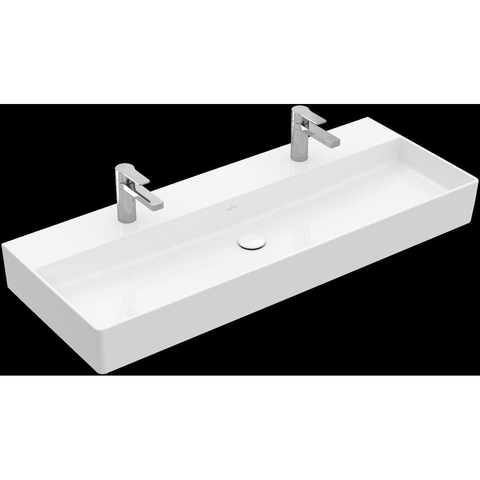 Villeroy & Boch memento 2.0 wastafel onderzijde - geslepen - 120x47cm - zonder overloop - 2 kraangaten CeramicPlus - White Alpine (glans wit) SW358465