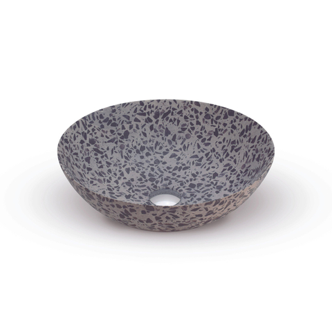 Looox Ceramic terrazzo waskom - 40x15cm - Black SW374820