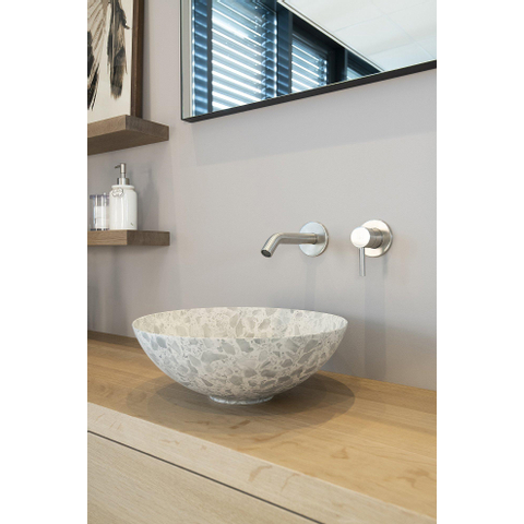 Looox Ceramic terrazzo waskom - 40x15cm - Grey SW374827