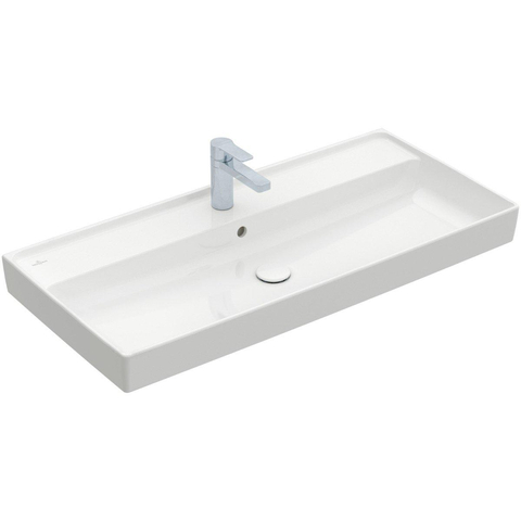 Villeroy & Boch Collaro meubelwastafel - 100x47cm - met overloop - 1 kraangat CeramicPlus - Stone White (mat wit) SW358325