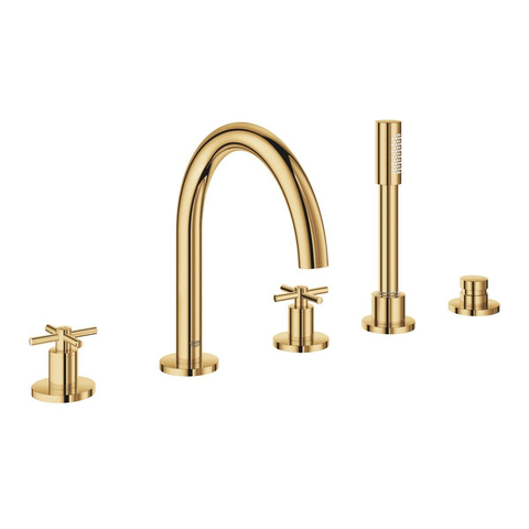 GROHE Atrio afbouwdeel 5-gats badrandcombinatie met omstel met handdouche met doucheslang 200cm met kruisgrepen cool sunrise SW354618