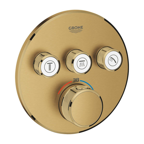 Grohe Grohtherm SmartControl Inbouwkraan - thermostatisch - met omstel voor 3 functies - rond - brushed cool sunrise (goud) SW354631