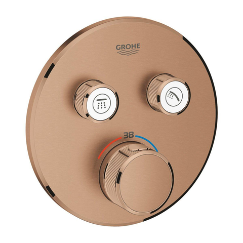 Grohe SmartControl Inbouwthermostaat - 3 knoppen - rond - brushed warm sunset (koper) SW354624