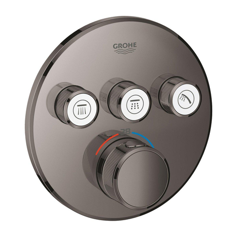 Grohe Grohtherm SmartControl Inbouwkraan - thermostatisch - met omstel voor 3 functies - rond - hard graphite (antraciet) SW354633