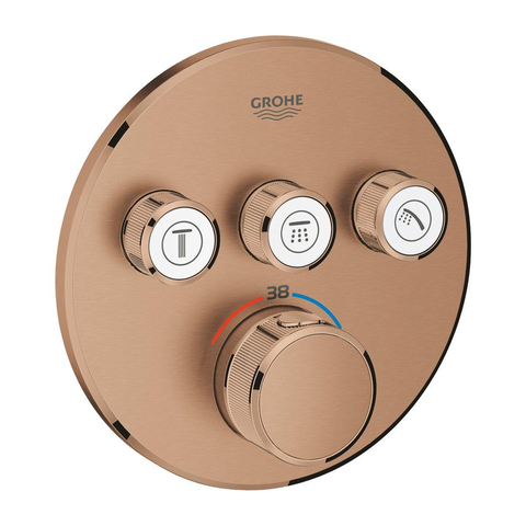 Grohe Grohtherm SmartControl Inbouwkraan - thermostatisch - met omstel voor 3 functies - rond - brushed warm sunset (koper) SW354709