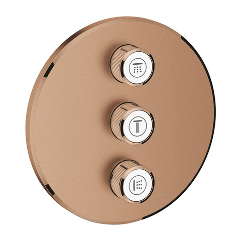 Grohe Grohtherm SmartControl Afbouwdeel - voor inbouwkraan - volumeregeling (stopkraan) - 3 functies - rond - brushed warm sunset (koper) SW354765