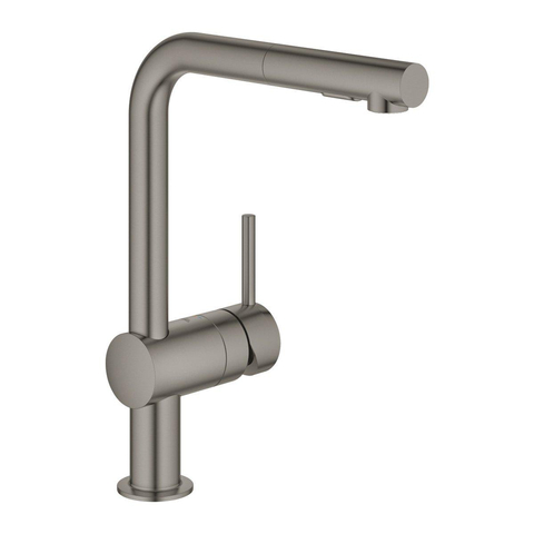 Grohe Minta Keukenkraan - hoog - uittrekbare l uitloop - 2 straalsoorten - brushed hard graphite (antraciet) SW354657