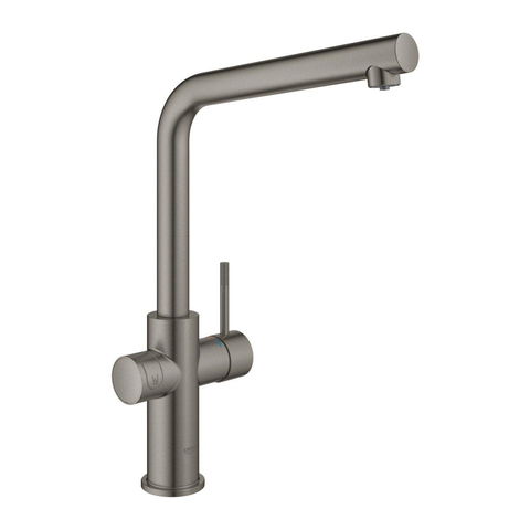 Grohe Blue Home Keukenkraan - L-Uitloop - 1-gats - filterfunctie - plat licht en bruisend water - brushed hard graphite (antraciet) SW354696