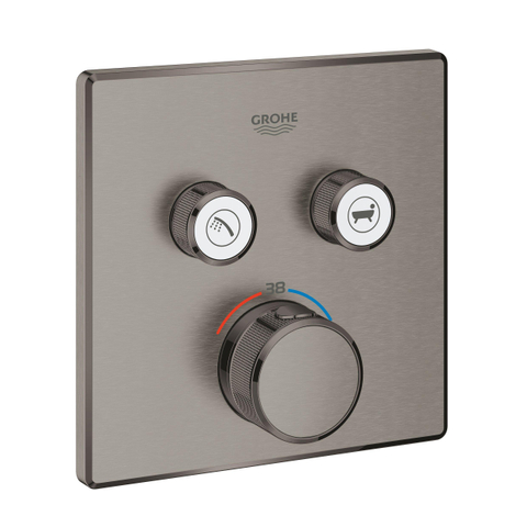 Grohe Grohtherm SmartControl Inbouwthermostaat - 3 knoppen - vierkant - brushed hard graphite (antraciet) SW439127
