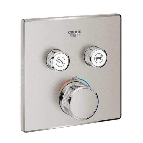 Grohe Grohtherm SmartControl Inbouwthermostaat - 3 knoppen - vierkant - Supersteel (RVS) SW439109