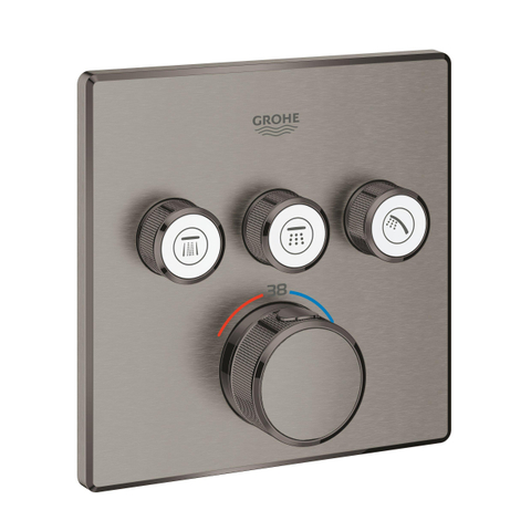 Grohe Grohtherm SmartControl Inbouwthermostaat - 4 knoppen - vierkant - brushed hard graphite (antraciet) SW439023