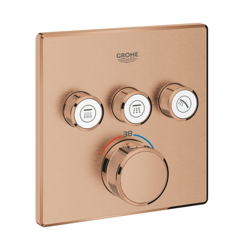 Grohe Grohtherm SmartControl Inbouwthermostaat - 4 knoppen - vierkant - brushed warm sunset SW439120