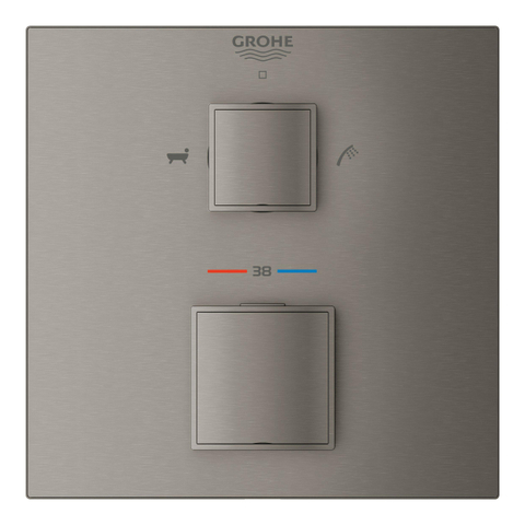 GROHE Grohtherm cube Kit de garniture pour mitigeur thermostatique encastré avec inverseur pour douche et baignoire Brushed Hard graphite brossé (anthracite) SW438853
