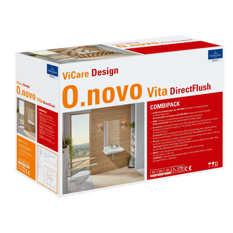 Villeroy & Boch ViCare Combi-Pack hangtoilet – DirectFlush – diepte 59,5 cm – met softclose zitting en grepen ViCare Design – glans wit SW490000