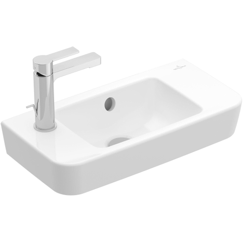 Villeroy & Boch O.novo fontein - 50x25cm kraangat links - met overloop CeramicPlus - White Alpine (glans wit) SW448495