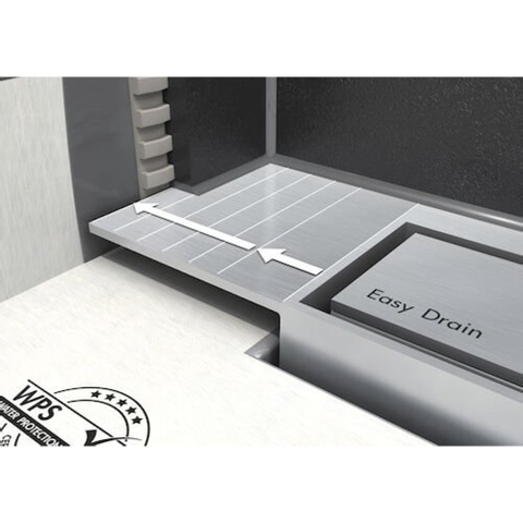 Easy Drain Caniveau carrelé rigole de carrelage avec sortie latérale 50mm 9,8X200CM avec garde d'eau 30/35/50cm 2302669