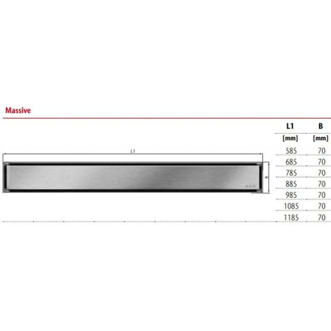 Aco Showerdrain c colours douchegoot 885mm H=92 vloerflens rooster zwart SW494653