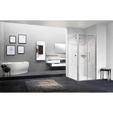 Novellini Young 2.0 2B porte pivotante 2 pièces pour niche 87/91x200cm chrome/transparente 0336259