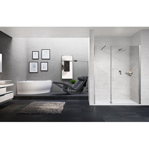 Novellini Young 2.0 porte de douche - 97-101x200cm - porte pivotante - 2 éléments - avec panneau fixe - chromé 0335743