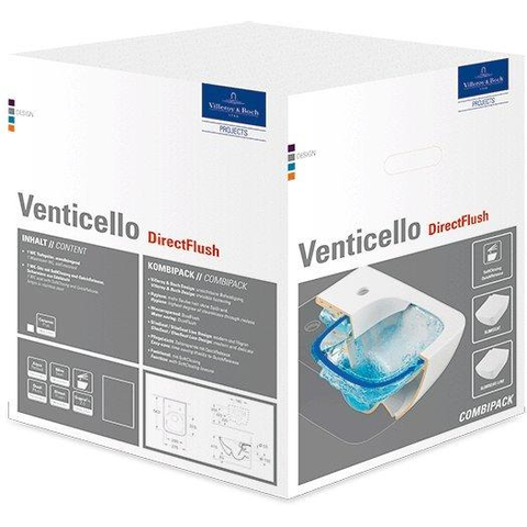 Villeroy & Boch venticello wandcloset - 56x37.5cm - zonder spoelrand - diepspoel - met softclose & - quickrelease zitting - White Alpine (glans wit) SW119788