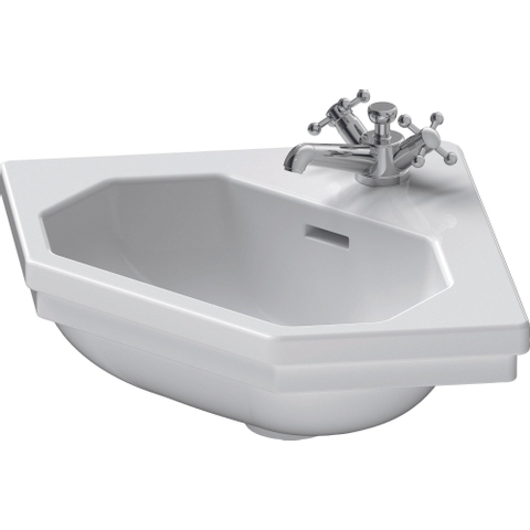 Duravit Serie 1930 Fontein - 59.5x45cm - 1 kraangat - met overloop gliss - wit 0296872