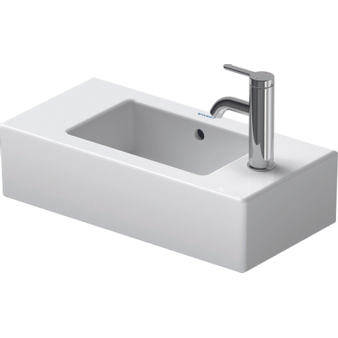 Duravit Vero Fontein - zonder kraangat - met overloop - 50x25cm kraangat doortikbaar links en rechts - met wondergliss - wit 0291344