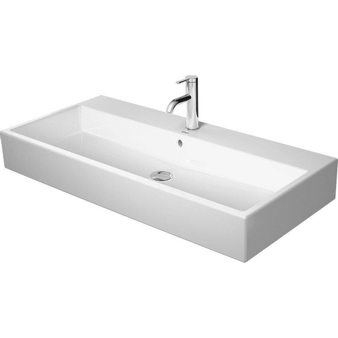 Duravit Vero air Wastafel - geslepen - met 2x1 kraangat - met overloop - 100x47cm - met wondergliss - inclusief bevestiging - wit SW156941