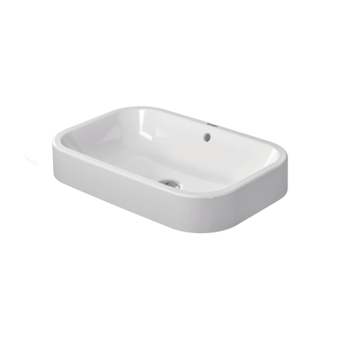 Duravit Happy D.2 Opzetkom rechthoekig - met overloop - zonder kraangat - 60x40cm - inclusief bevestiging - met wondergliss - glans wit SW54290