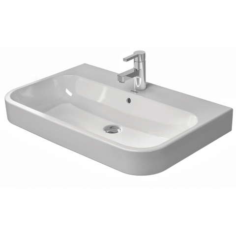 Duravit Happy D.2 Meubelwastafel - geslepen - met overloop - met 1 kraangat - 80x50.5cm - met wondergliss - wit SW54330